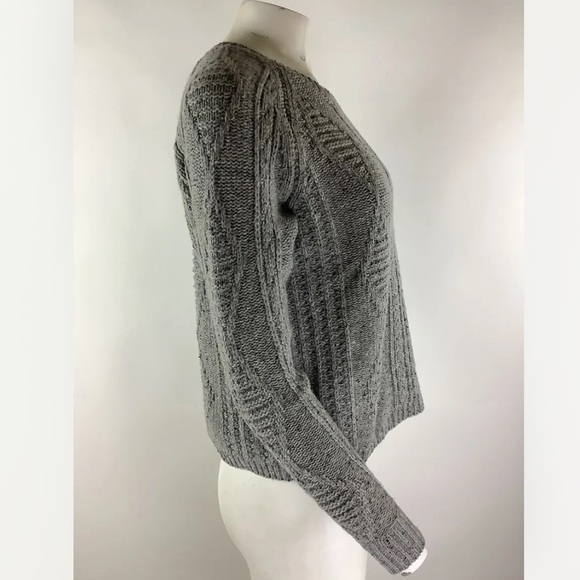 Madewell Sz S Palisade Merino Wool Zip Back Sweater Gray Cable Knit Style - Picture 4 of 8